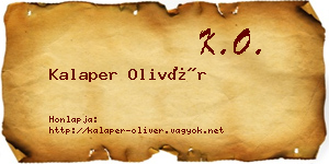 Kalaper Olivér névjegykártya